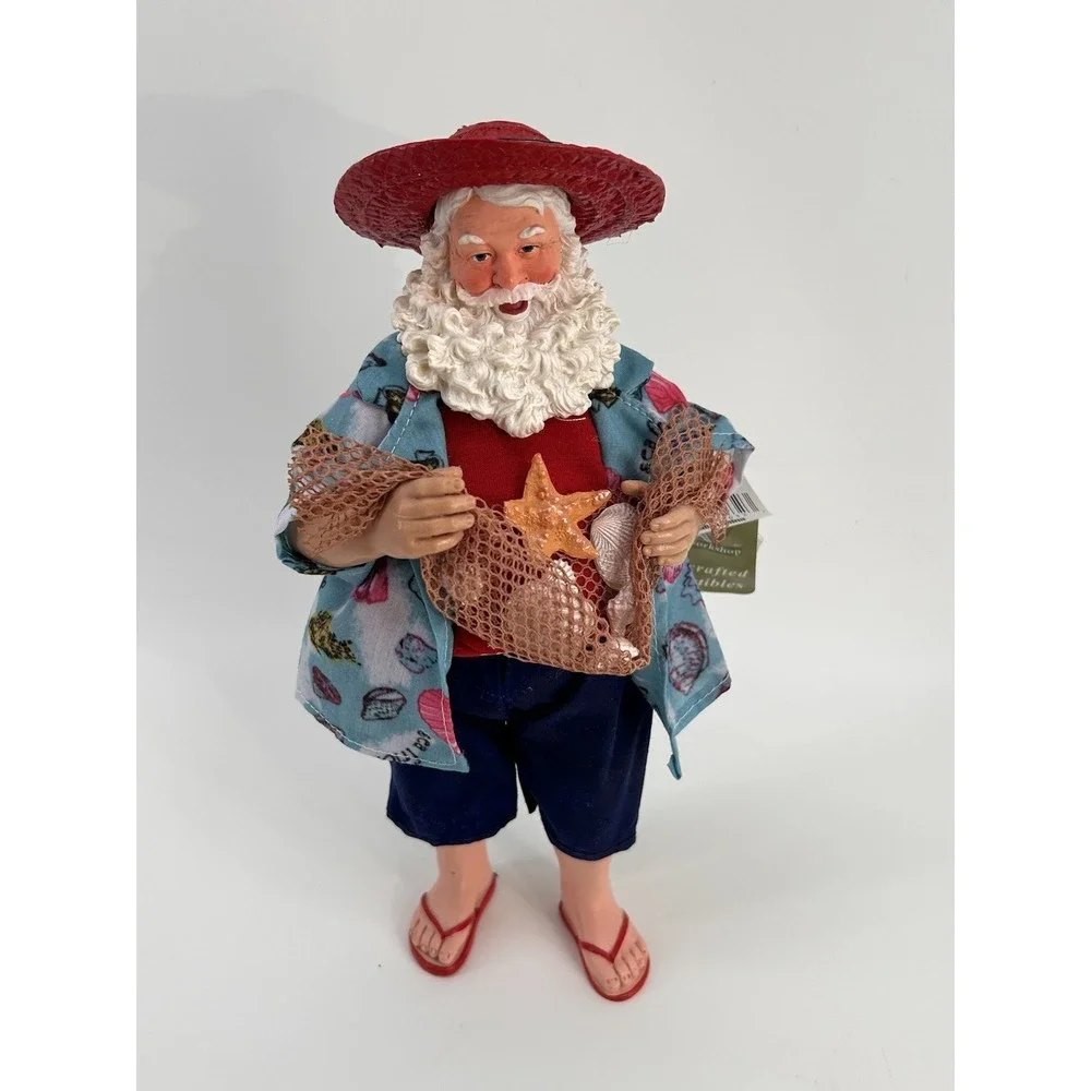 Santa's Workshop Beach Party Coastal Santa Hawaiian Shirt Flip Flops‎ 10